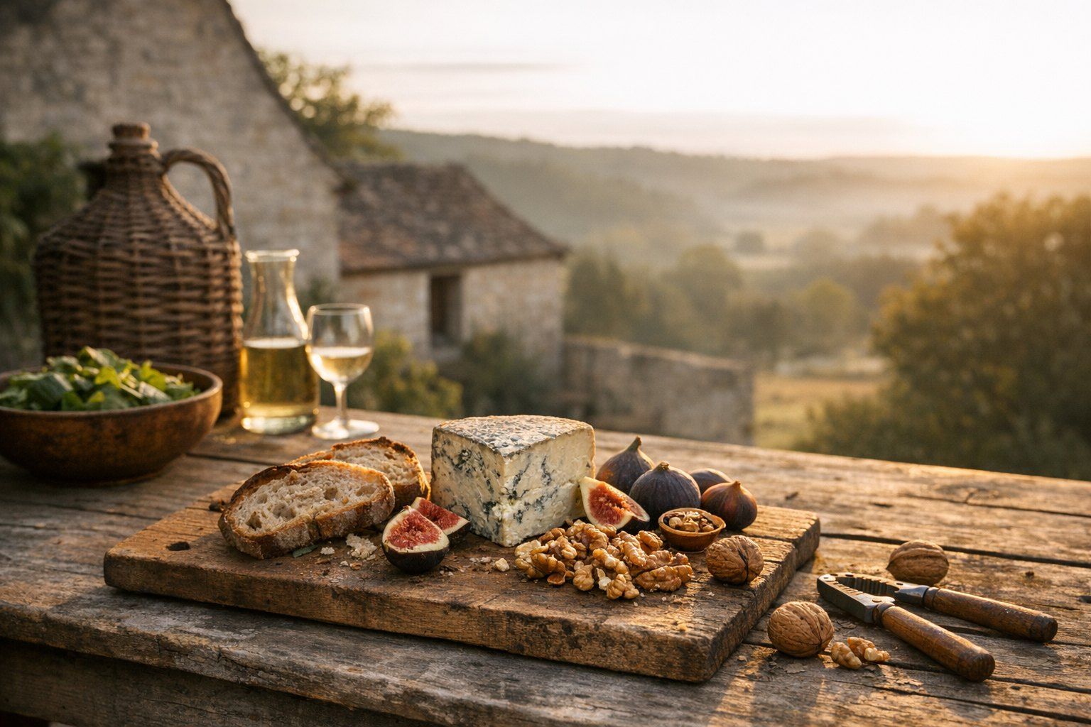 Faire simple avec pain, fromage, noix et salade