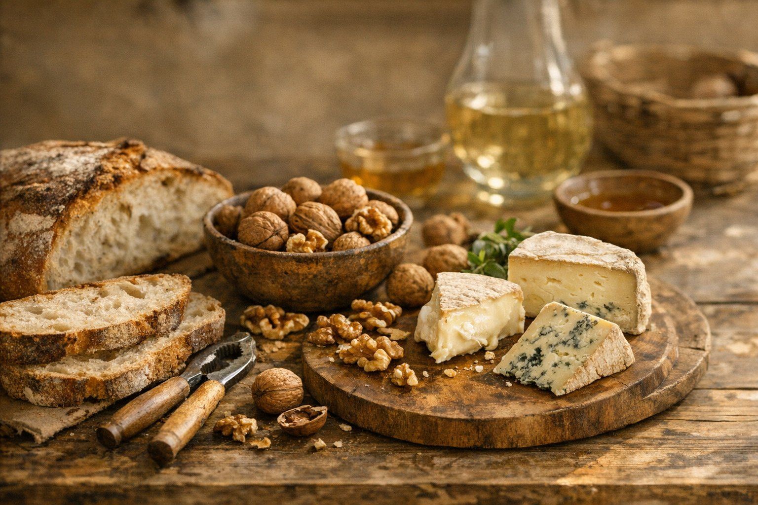 Noix, fromages et pain de campagne : idées pour une table locale