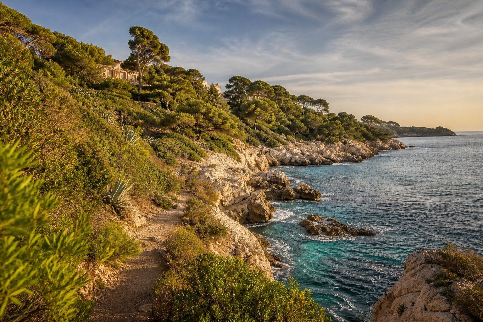 La nature en majesté entre rochers, végétation méditerranéenne et villas du Cap